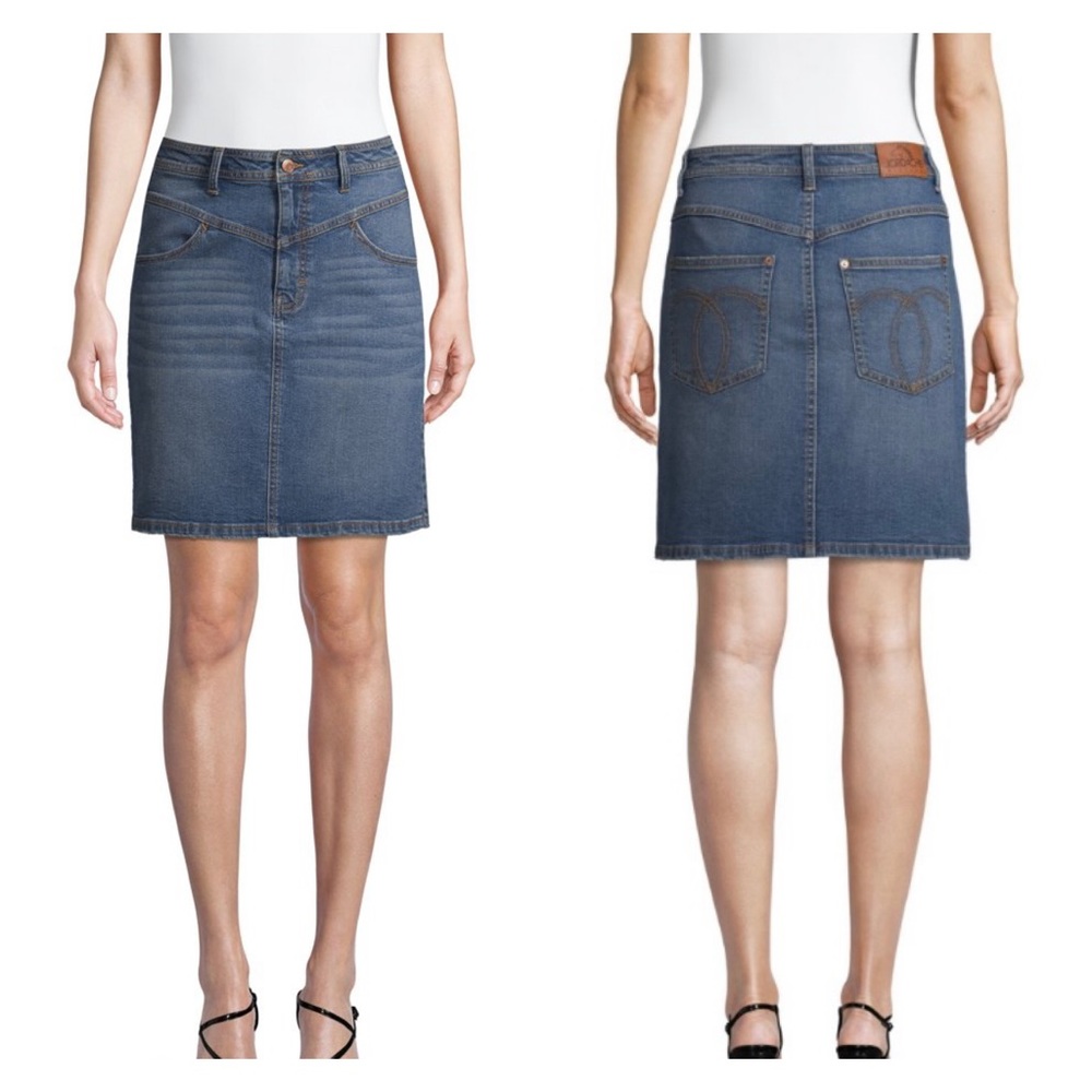 Jordache Vintage Sloane Yoke Front Jean Skirt 25